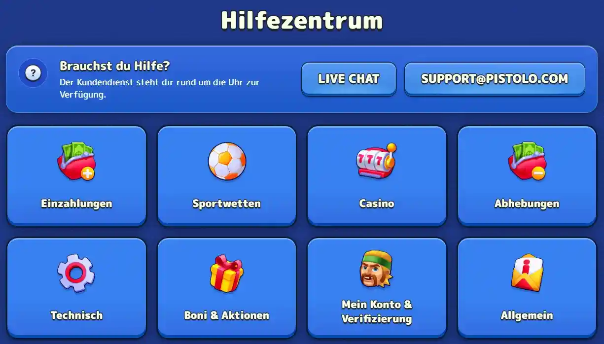 Pistolo Casino Spieler-Support